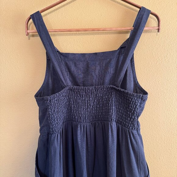 Lucy & Yak Emmy Dungaree: Organic Cotton & Linen (Navy Blue) - Picture 5 of 10
